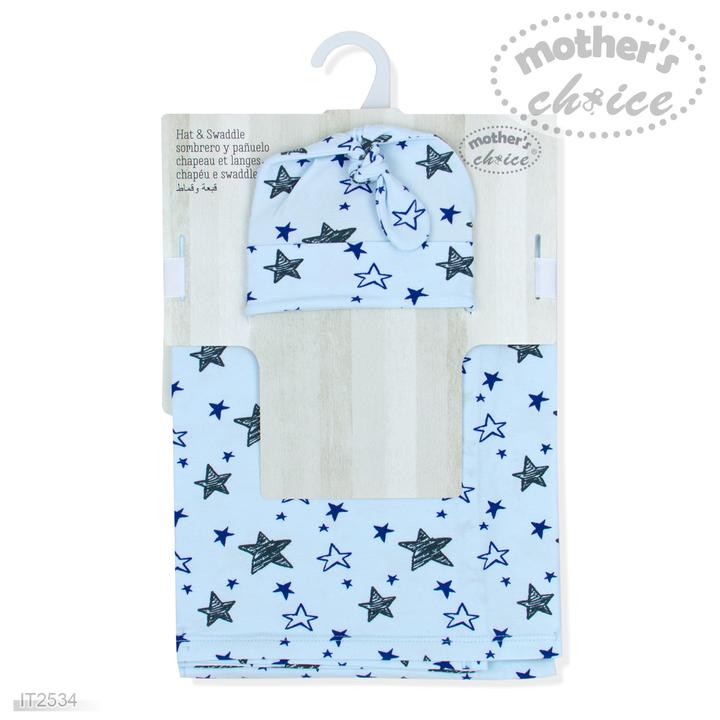 BOY'S HAT & SWADDLE/RECEIVER/BLANKET - 2 PIECES SET