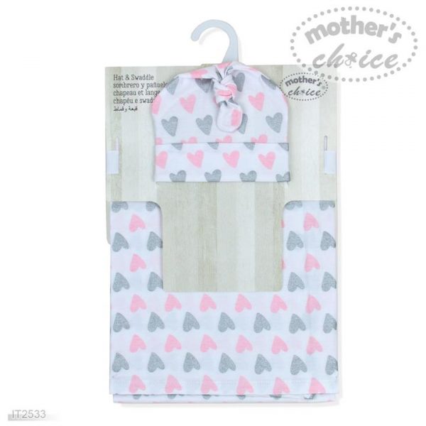 GIRL'S HAT & SWADDLE/RECEIVER/BLANKET - 2 PIECES SET