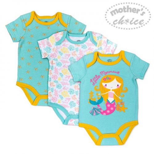 MOTHER'S-CHOICE-LITTLE-MERMAID-3PACK-SHORT-SLEEVE-BODYSUITS