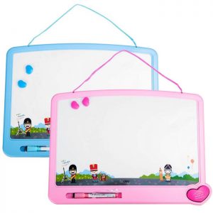 Kids Writing Board with magnetic eraser and market and puzzle on the back size