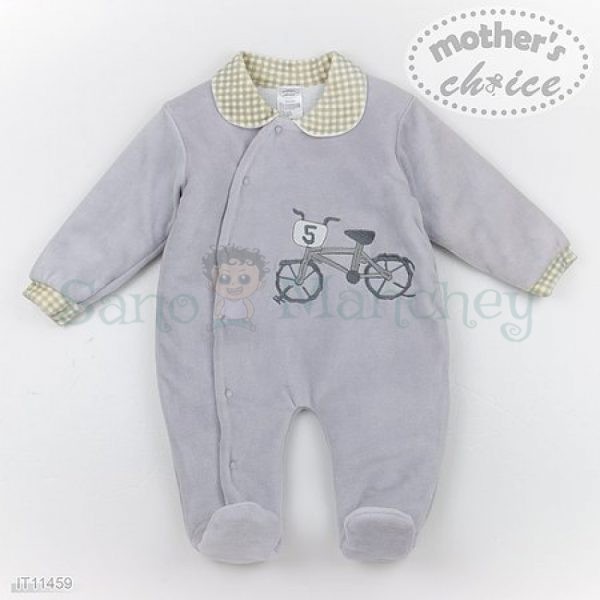 Footed romper for winter in fleece and velvet