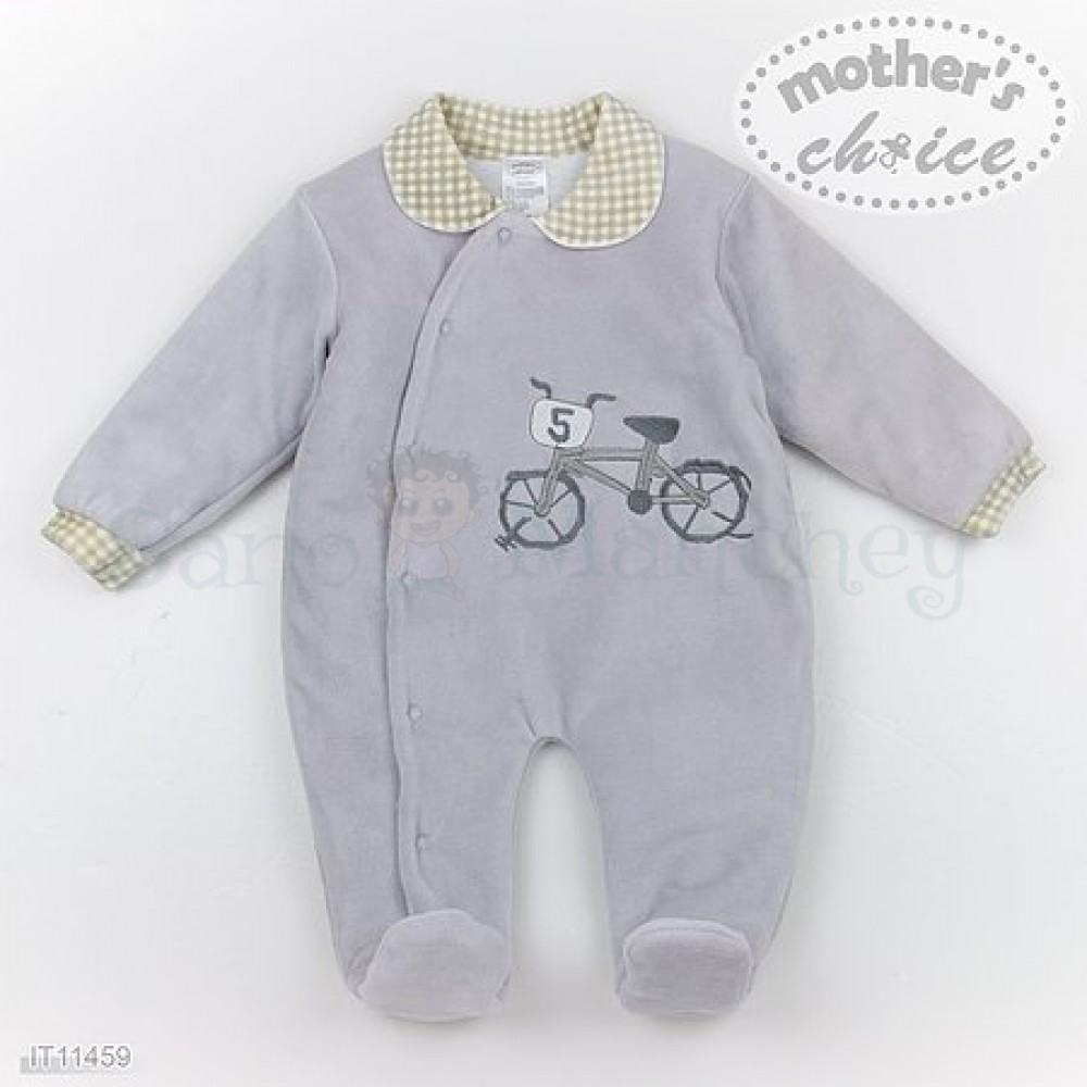 Footed romper for winter in fleece and velvet